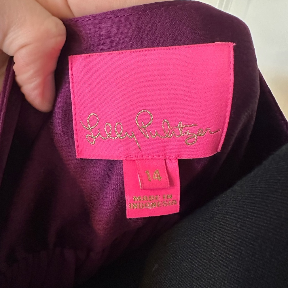 Lilly Pulitzer Deacon 3/4 Sleeve Satin Rich Purple Dress with Pockets! - Picture 7 of 8